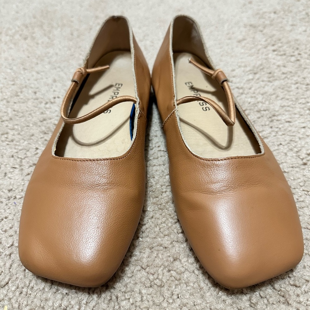 Tan Empress Mary Jane Flats Size 38 (7.5)